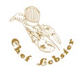 Lobster Chef Logo. Chef hat. Hand drawn. Royalty Free Stock Photo