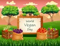 World Vegan Day background with vegetables at nature