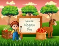 Happy World Vegan Day with farm products and farmer