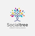 Family tree logo symbol icon design template illustration. Tree teamwork group of people logo Design. New life logo Nature Organic Royalty Free Stock Photo