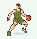 Basketball player action cartoon graphic vector Royalty Free Stock Photo