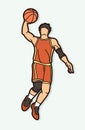 Basketball player action cartoon graphic vector Royalty Free Stock Photo