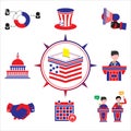 American Politics, Voting and elections day icons - color vector icon set Royalty Free Stock Photo
