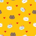 Seamless pattern with cartoon cats. for fabric print, textile, gift wrapping paper. colorful vector for kids, flat style Royalty Free Stock Photo