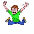 Cartoon young man shouting and jumping happily. Royalty Free Stock Photo