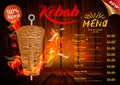 Shawarma cooking and ingredients for kebab. Doner kebab hand drawn.
