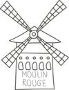 Cabaret bar moulin rouge in france in doodle style