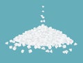 Pile of vector sea salt isolated on blue background. Royalty Free Stock Photo