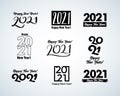 Big collection of 2021 Happy New Year signs. Set of 2021 Happy New Year symbols. Greeting card artwork, brochure template. Royalty Free Stock Photo