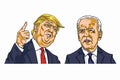 Donald Trump and Joe Biden Presidential Campaign Election Cartoon Caricature Vector Drawing Illustration. Washington