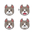 Set of pitbull terrier dog faces showing different emotions