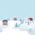 Scenery Winter Landscape vector illustration, Cute, trendy and winter scene