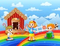 Happy kids learning in a candy land Royalty Free Stock Photo