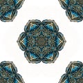 Colorful elegant mandala pattern. Blue and white background.