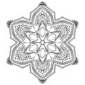 Hand drawing mandala, coloring page, circle mandala, black and white