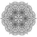 Hand drawing mandala, coloring page, circle mandala, black and white