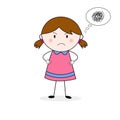 Doodle Girl Frown Angry Face Standing With Akimbo Pose Cartoon Vector