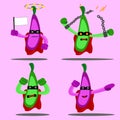 Illustration cartoon character of eggplant superhero expression