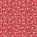 Tiny White Daisy Flower Seamless Pattern EPS File With Red Background