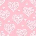 Lacy hearts seamless pattern. Abstract decoration for the holiday.