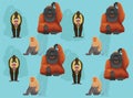 Primate Mandrill Orangutan Proboscis Monkey Vector Seamless Background Wallpaper-01