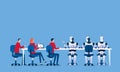 Business people team and robot team meeting for brainstorming concept and flat design for Artificial intelligence, ai for business Royalty Free Stock Photo