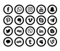 Set of most popular round black social media icons. Royalty Free Stock Photo