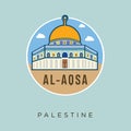 Al - Aqsa Mosque Palestine jerusalem flat Design Vector Stock. Palestine Travel and Attraction, Landmarks, Tourism , Traditional C