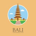 Pura ulun Lake Bratan temple Bali Landmark Vector Design Stock Illustration. Indonesia Travel and Attraction, Landmarks, Tourism