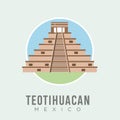 The teotihuacan pyramids in Mexico design vector stock illustration, North America. Ancient stepped pyramids with temples on top.