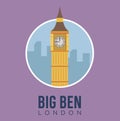 Flat Modern Big Ben London Landmark Vector Illustration. England Travel and Attraction , Landmarks And Tourism