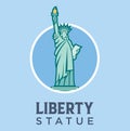 Statue of Liberty Landmark In New York Vector Flat Design Illustration. United States Travel and Attraction, Landmarks And Tourism