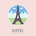 Eiffel tower paris france with building landmark Design Vector Illustration. Travel and Attraction, Landmarks  AndTourism Royalty Free Stock Photo