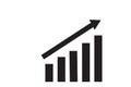 Growing bar graph icon in flat style. Increase arrow vector illustration on white isolated background. Infographic progress Royalty Free Stock Photo