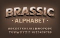 Brassic alphabet font. Steampunk scratched letters and numbers with rivet. Royalty Free Stock Photo