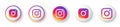 Instagram Circle Shape Buttons Collection with Multicolor Logo. Social Media Icons Set with Modern Design for White Background. 3D