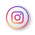 Instagram Circle Button with Multicolor Logo. Social Media Icon with Modern Design for White Background. 3D Round Template with Be