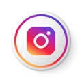 Instagram Circle Button with Multicolor Logo. Social Media Icon with Modern Design for White Background. 3D Round Template with Be