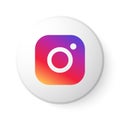 Instagram Circle Button with Multicolor Logo. Social Media Icon with Modern Design for White Background. 3D Round Template with Be