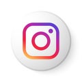 Instagram Circle Button with Multicolor Logo. Social Media Icon with Modern Design for White Background. 3D Round Template with Be