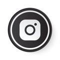 Instagram Circle Black Button with White Logo. Social Media Icon with Modern Design for White Background. 3D Round Template Royalty Free Stock Photo