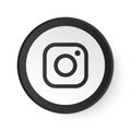 Instagram Circle Black Button with White Logo. Social Media Icon with Modern Design for White Background. 3D Round Template Royalty Free Stock Photo