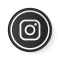 Instagram Circle Black Button with White Logo. Social Media Icon with Modern Design for White Background. 3D Round Template Royalty Free Stock Photo