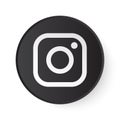 Instagram Circle Black Button with White Logo. Social Media Icon with Modern Design for White Background. 3D Round Template