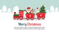 Cute Christmas Santa Claus train with reindeer and snowman. Royalty Free Stock Photo