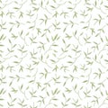 Tiny Green Leaf Seamless Pattern With White Background