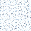 Tiny Blue Leaf Seamless Pattern With White Background