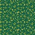 Tiny Green Leaf Seamless Pattern With Green Background