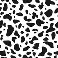 Seamless pattern. Cow or dalmatian. Spots. Black and white.  Animal print, texture. Vector background. Royalty Free Stock Photo
