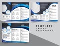 Blue elegance business trifold business Leaflet Brochure Flyer template vector minimal flat design set - Vector